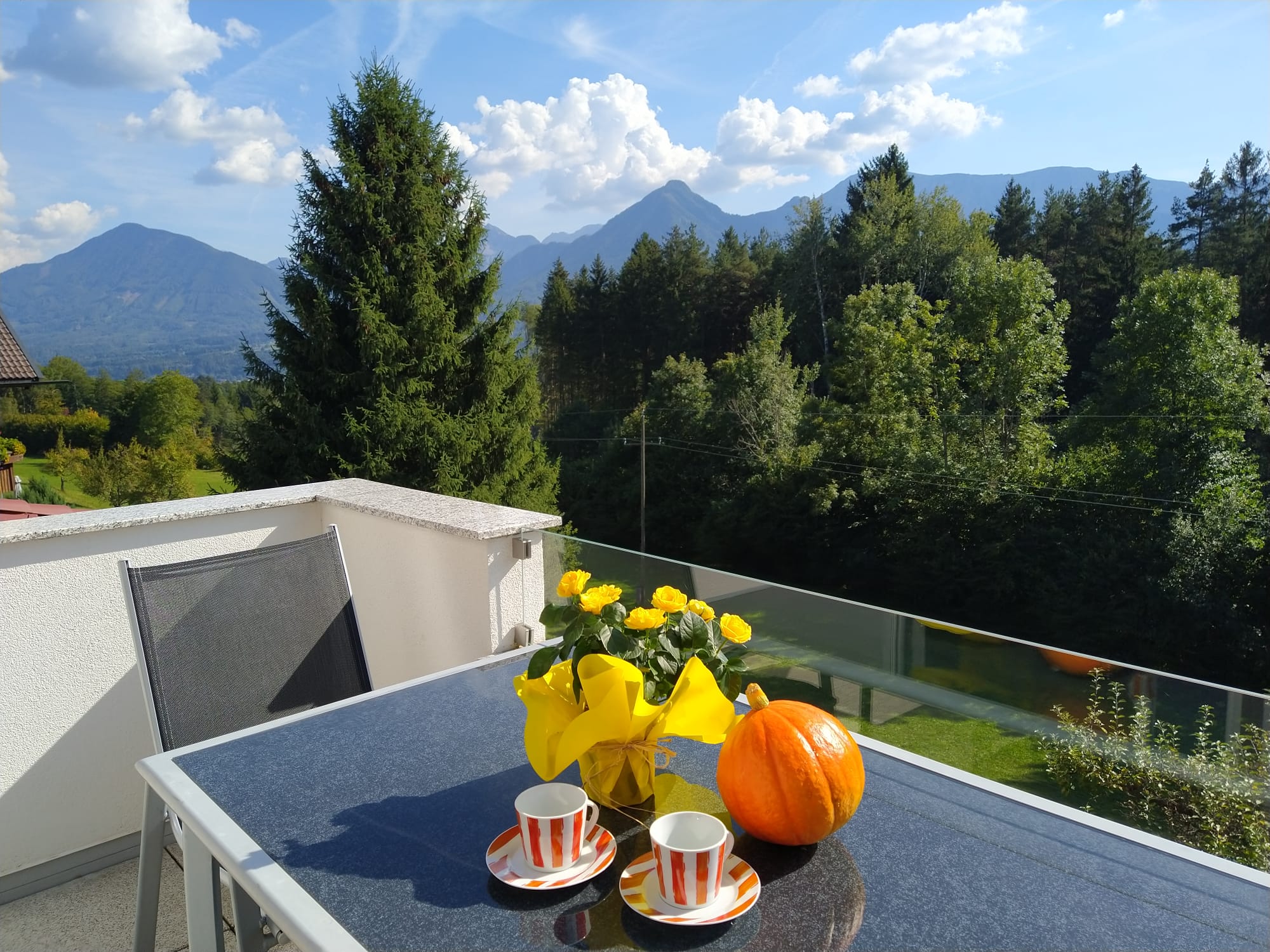 Ferienwohnung Gipfelblick Balkon mit Karawankenblick